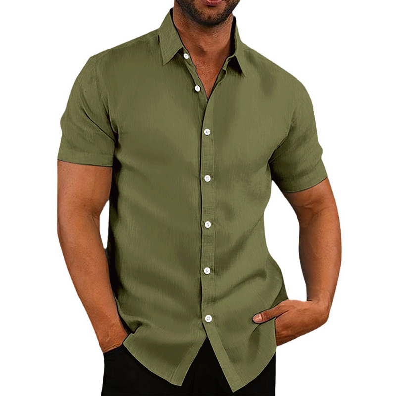 New men's retro cotton linen loose short sleeve shirt mens shirts Business blouse summer short sleeve Turn-Down Collar Man Casual fashion formal 