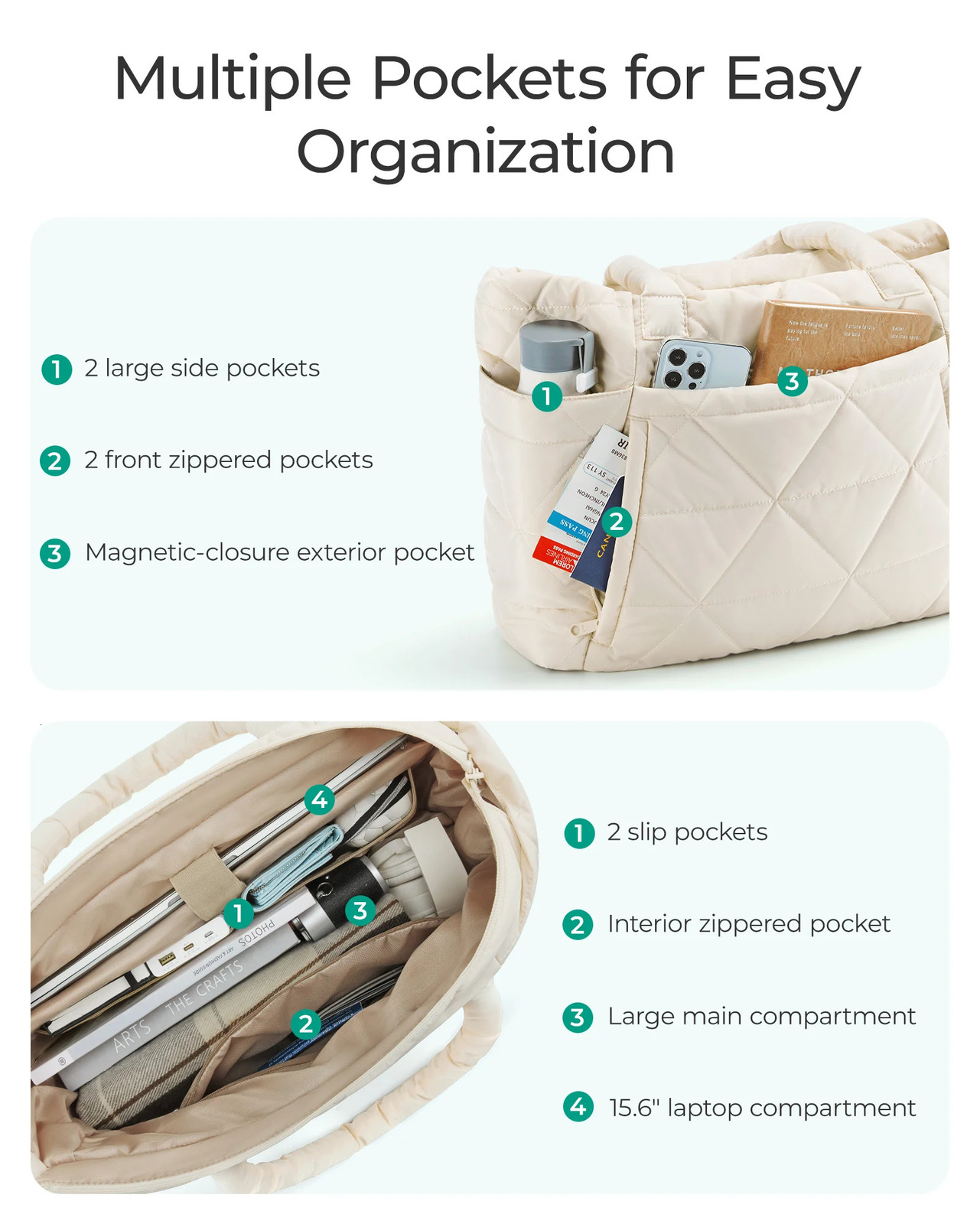 BAGSMART Fluffy Handbag Large Bedding Shoulder Bag Comes with Travel Work Gym Accessories Cotton Pads Flat Underarm Handbag 241008