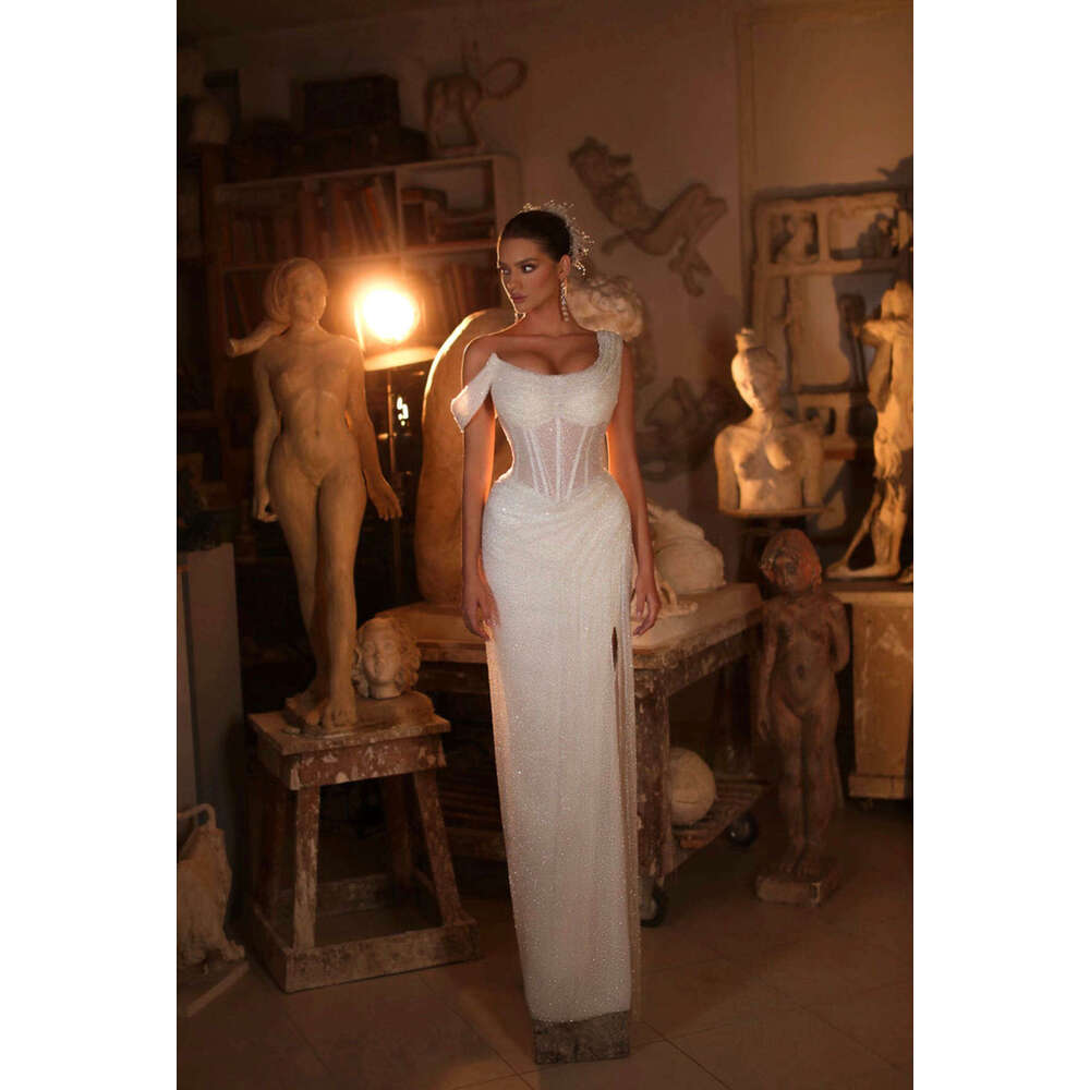 Nice-Looking Wedding Dress Mermaid Off The Shoulder Sequined High Split Sleeveless Princess Bride Vestido De Noiva Custom Made