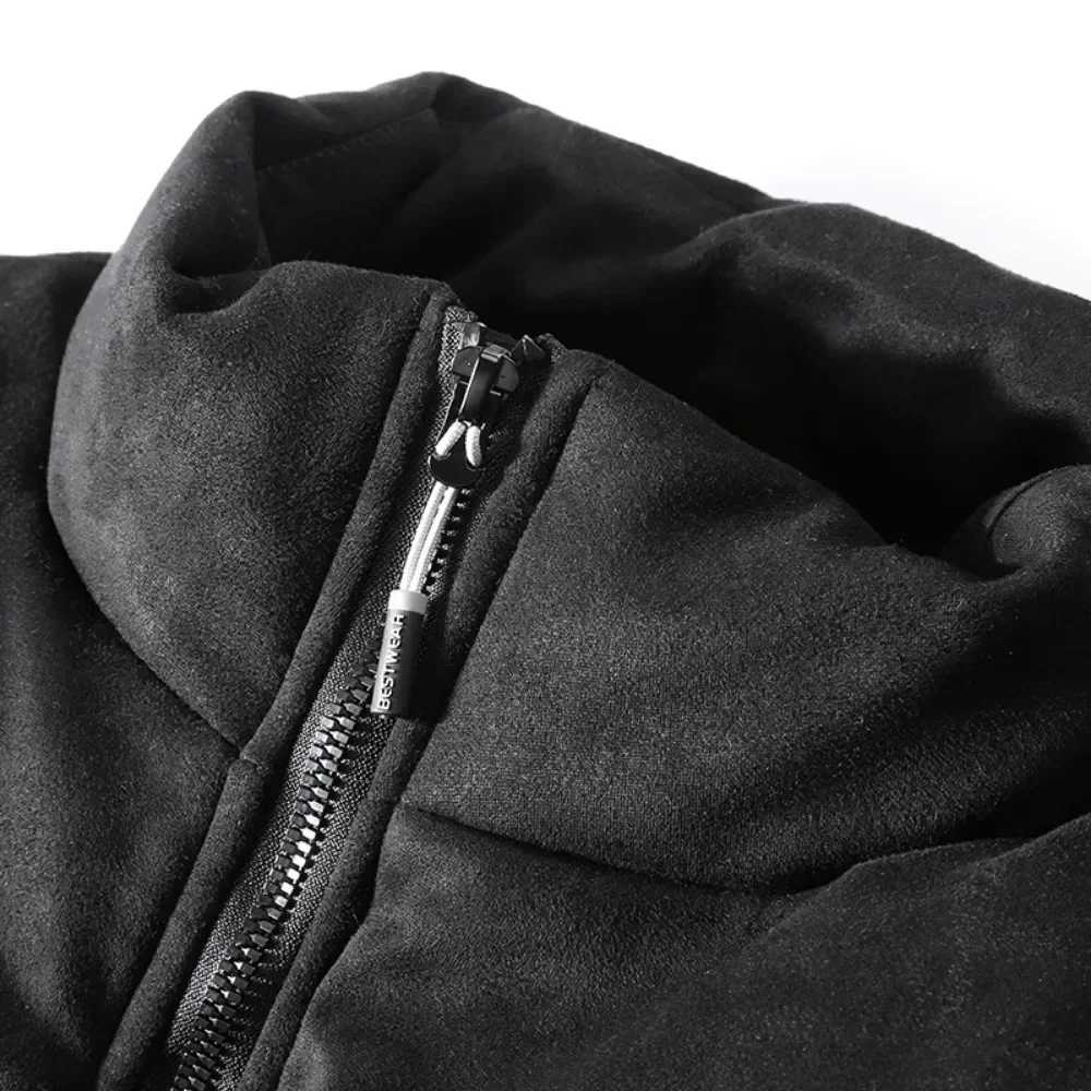 Suede Parka Jacket Men Puffer Jacket with Cotton Padded Winter Coats Men Streetwear Thicken Warm Coats Fashion Clothes for Men LX241009