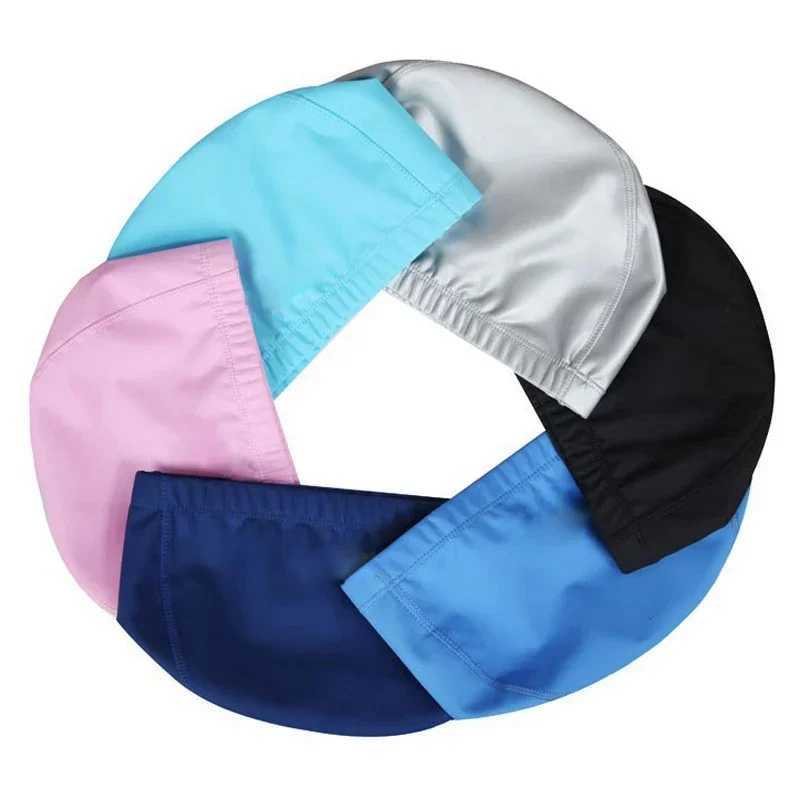 PU fabric swimming cap womens waterproof swimming pool cap sports protection ear long hair shower cap CL241010