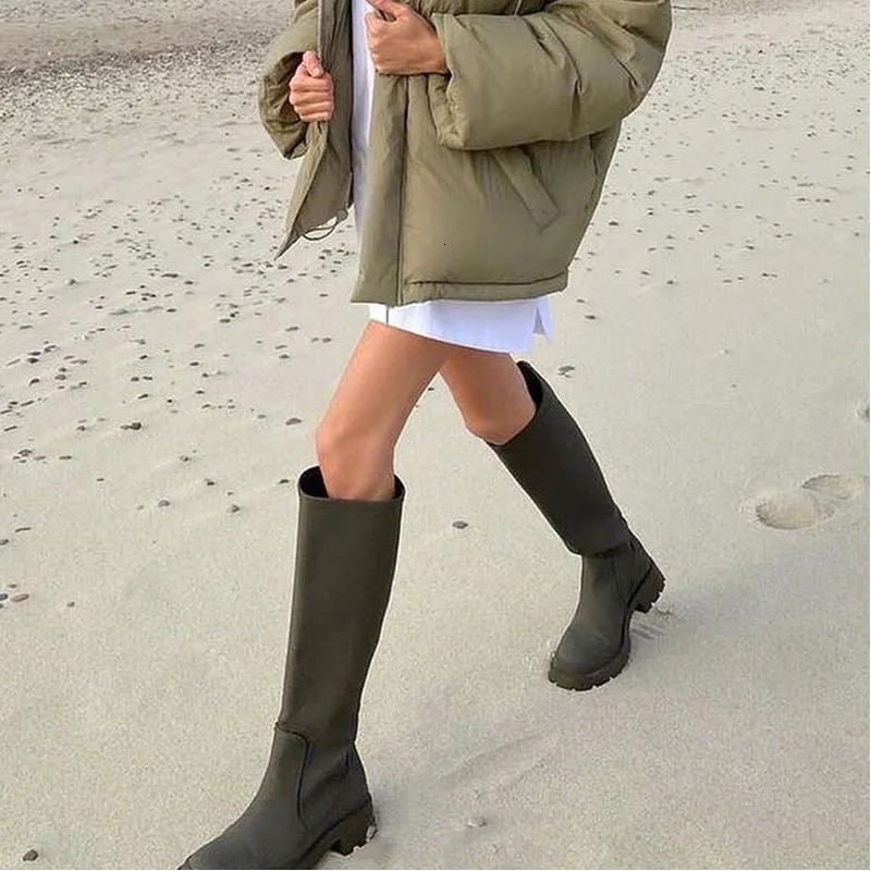 Shoes fashion boots womens low boots round toe boots womens boots punk rubber high heels autumn womens 241007