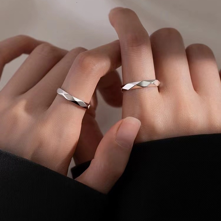 geometric couple ring, niche design, fashionable personality, self-discipline, circle ring for men and women
