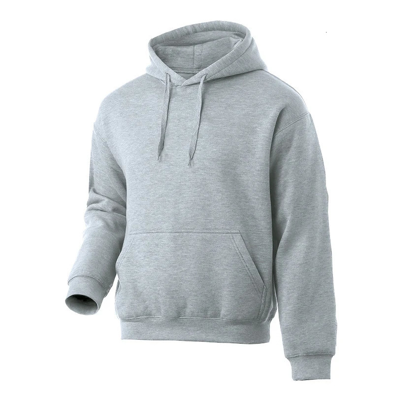 Mens Hoodie Womens Pullover Spring and Autumn Casual Hoodie Solid Color Hoodie Mens Large Grey Sportswear 241009
