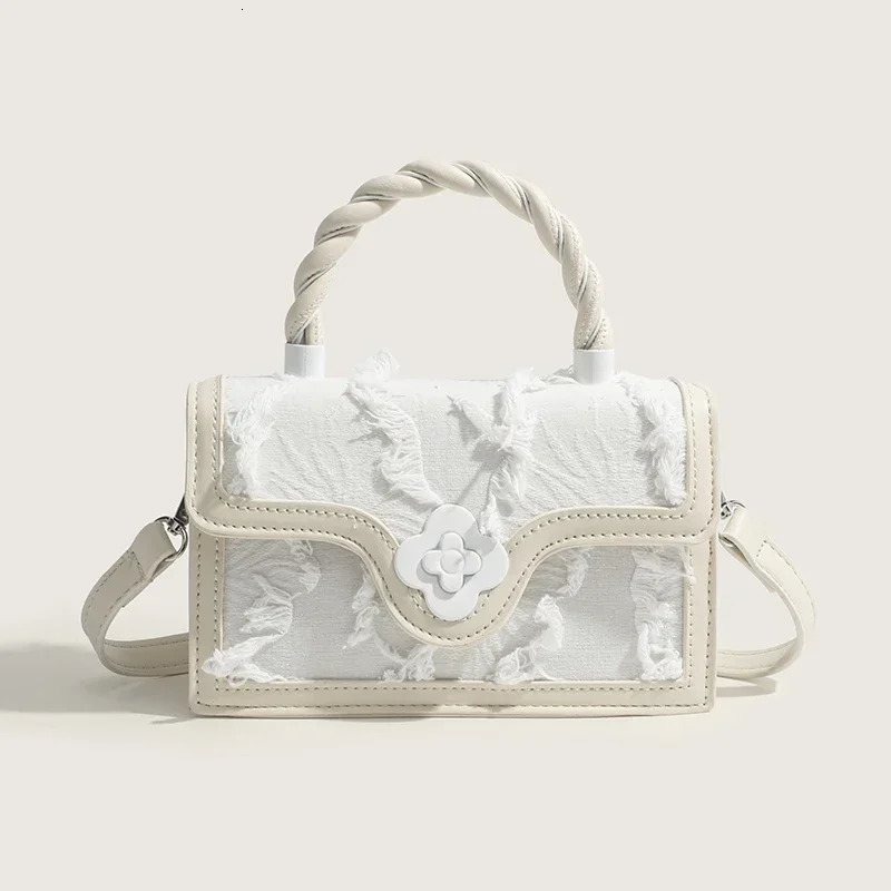 Tassel white mini square womens messenger bag er handbag wallet 2024 fashionable woven shoulder cross body 241008