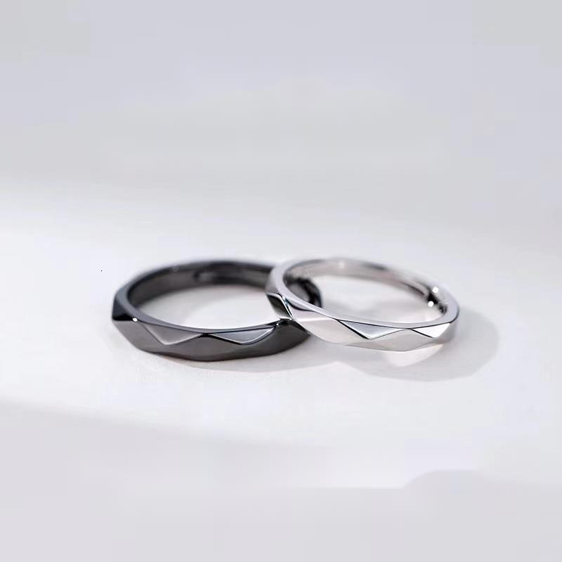 geometric couple ring, niche design, fashionable personality, self-discipline, circle ring for men and women