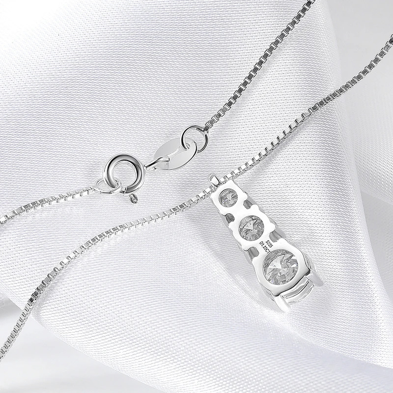 Smyoue 18CT Female Pendant Sparkling Diamond Necklace 3 Stone Pure Silver 925 Jewelry y Quality GRA 240912