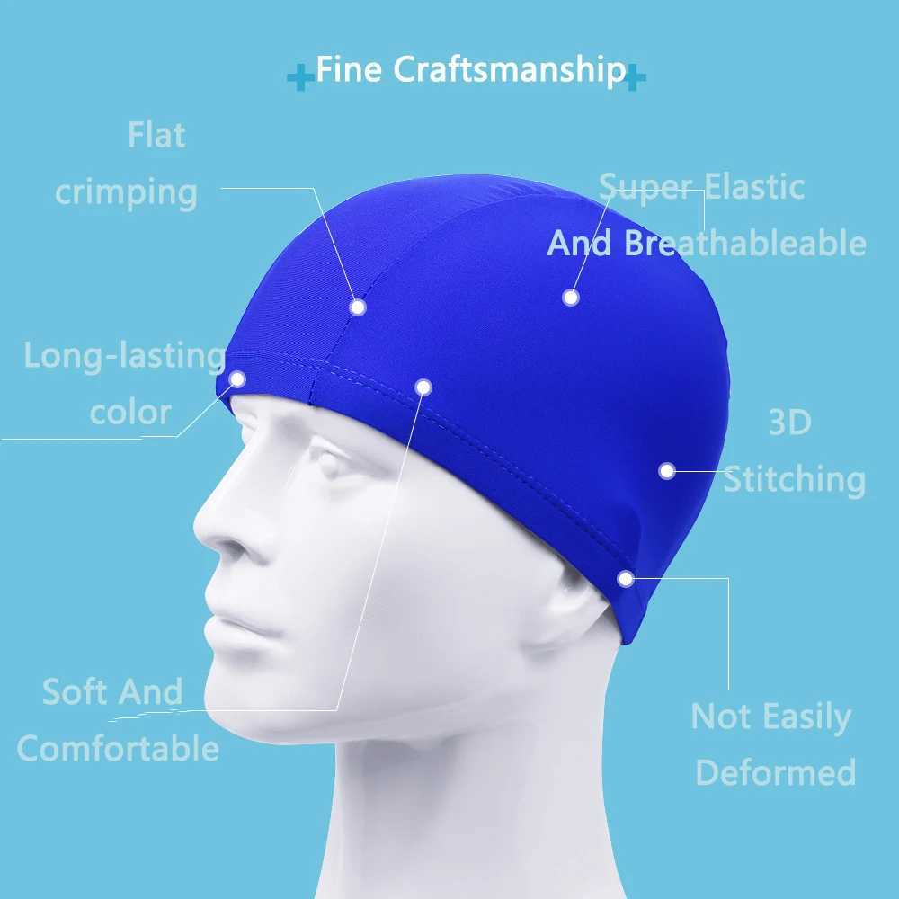 2024 Fashion Swimming Hat High Elasticity Adult Universal Solid Color Flower Independent Packaging Cardboard Swimming Accessories CL241009