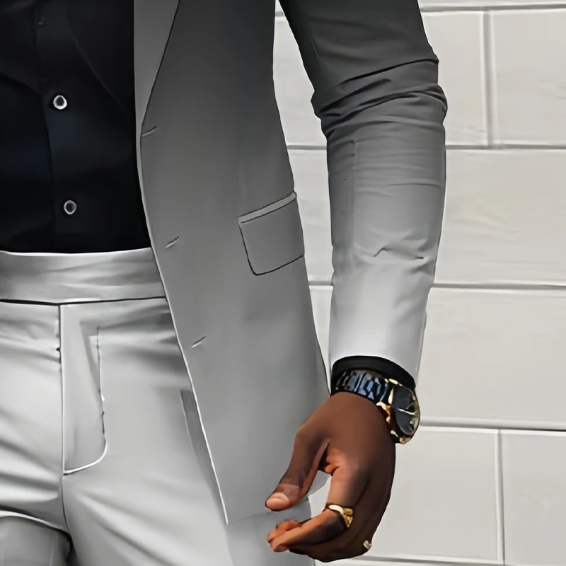 Men Spring Autumn British Style Suit Casual Gradient with Mens Long Pants for Trendy Fashion Clothing 2024 241009