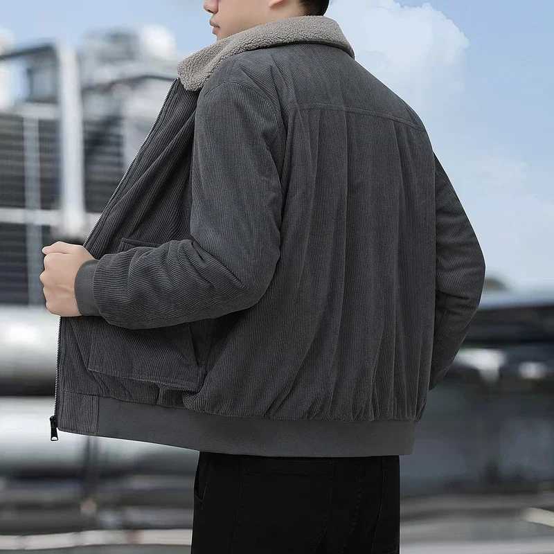 HNDTAZ Winter Men Jacket Casual Corduroy Parka Jackets Warm Thickened Fleece Jacket Men Fashion Windproof Parka Coat Streetwear LX241009