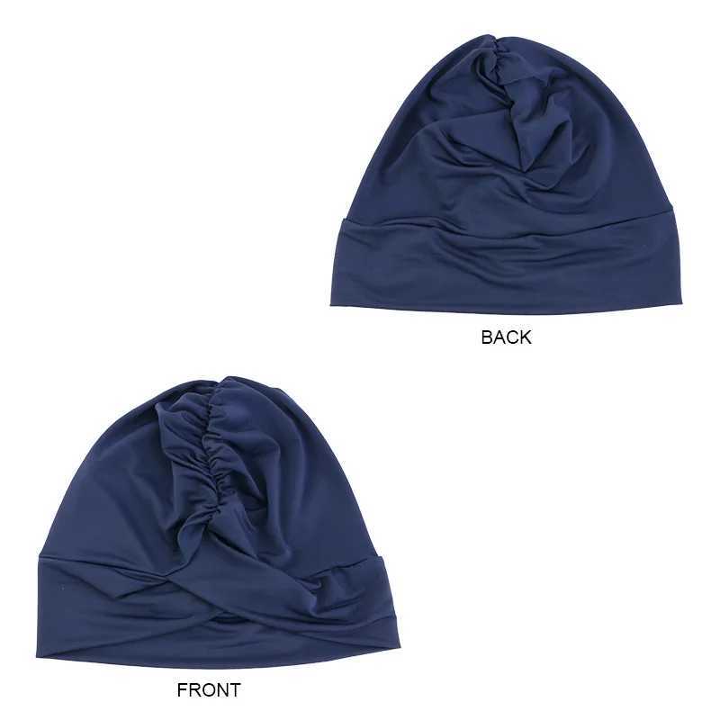 Muslim Fashion Solid Turbo Cap Elastic Cross Swimming Cap Fashion Womens Bottom Cap Fashion Womens Headscarf Cap CL241009