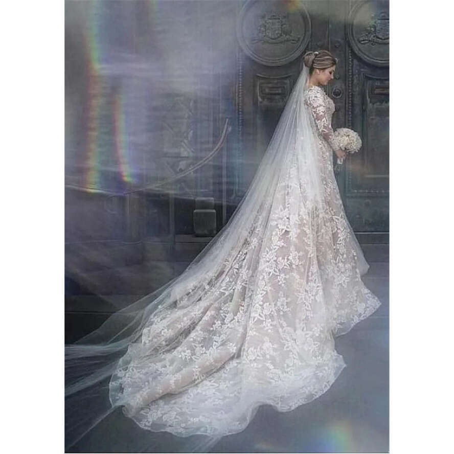 Wedding Sleeve Vintage Long Dresses With Detachable Skirt Sheer Jewel Neck Lace Appliques Beads Bridal Gowns Plus Size Custom Made Bc15195