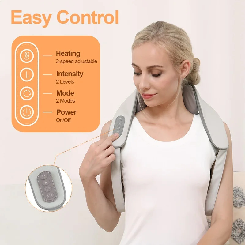 Wireless neck and back massager electric neck and shoulder massager 6D finger pressure kneading massager Shawl Ceramic trapezoidal massager 241008