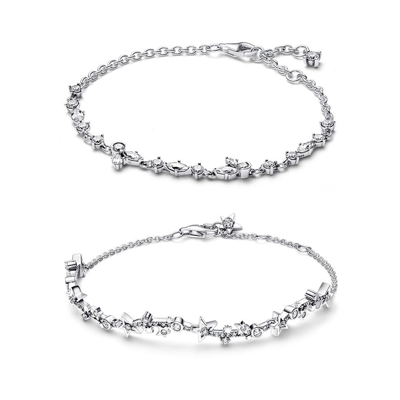 Luxury Designer CZ Diamond Star Bracelets Bangle Women Authentic s925 Sterling Silver Birthday Christmas Gifts Jewelry BR110