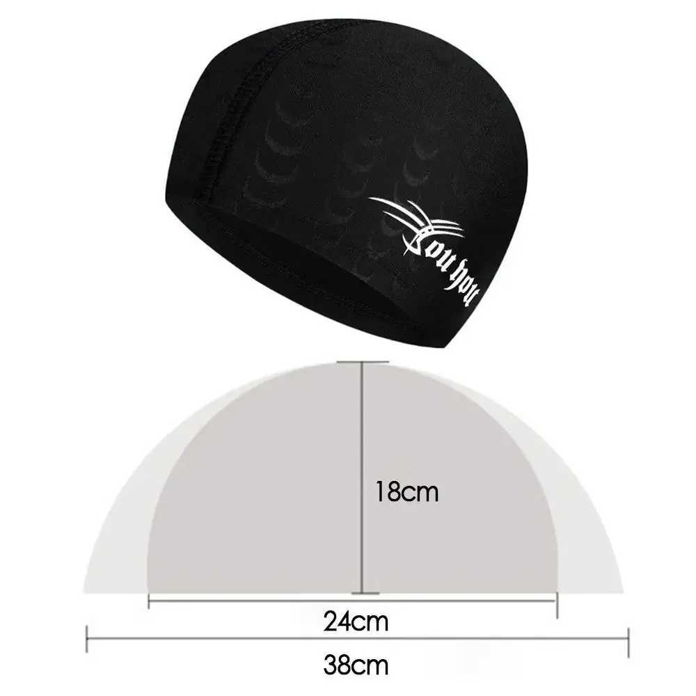 Mens swimming cap womens elastic nylon earmuffs long hair swimming pool cap ultra-thin shower cap CL241009