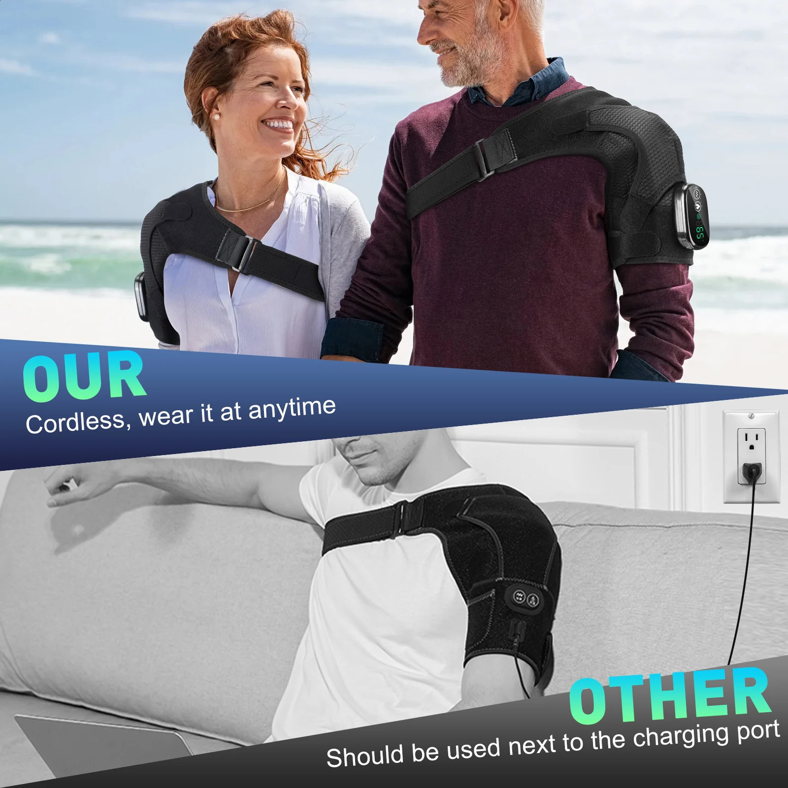 Electric heated shoulder massager stand with 3-speed adjustable heating for the back and shoulders. Portable relaxation shoulder and neck massager 241