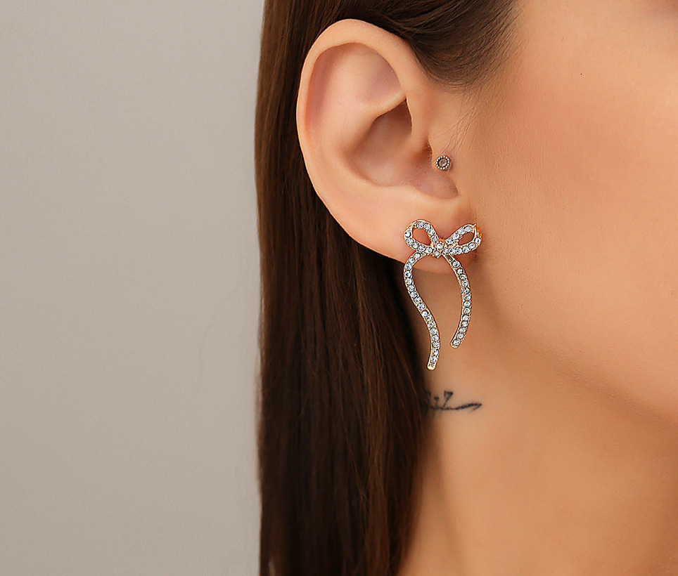 Hot selg BowEarring bow earrings, niche metal ribbon knots,minimalist earrings