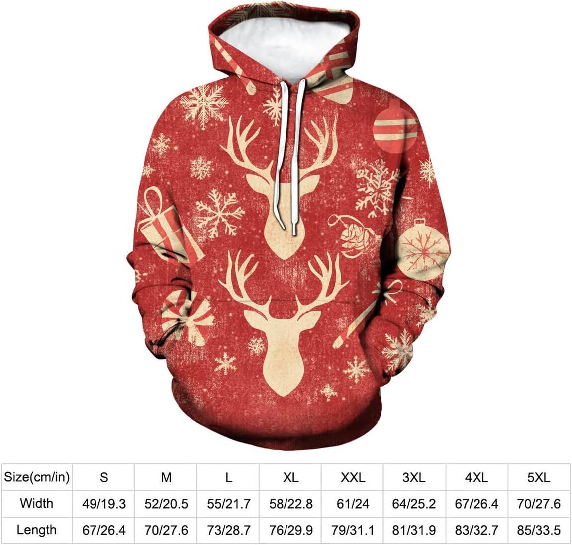 Hoodie for Mens Womens Mens Christmas Hoodies Sweatshirt 3D Graphic Holiday Hoodie Casual Print Pocket Hooded Pullover Graphic tracksuit
