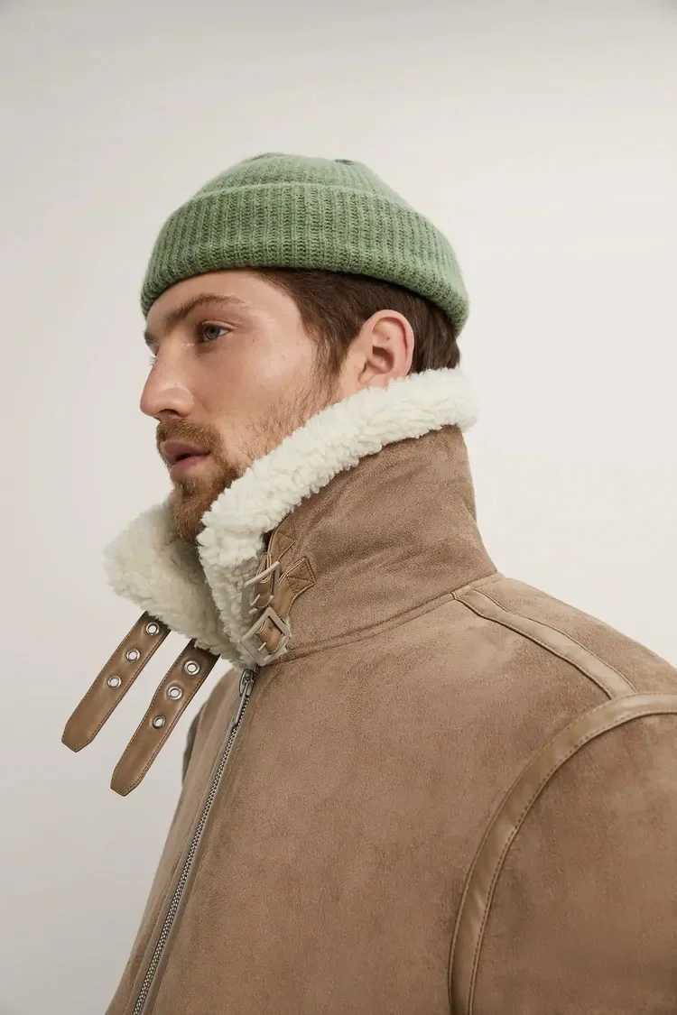 Mens winter imitation lamb suede fleece fur one piece thickened windproof jacket LX241009