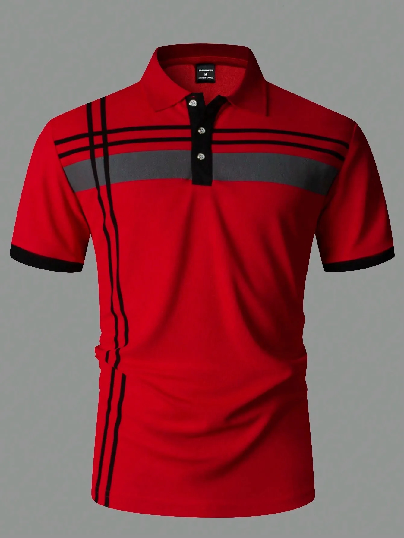 Manfinity Mode Men Plaid Contrast Color Polo Shirt Graphic Short Sleeve Mens Business Polo Shirt Flip Collar Casual T-shirt 241009