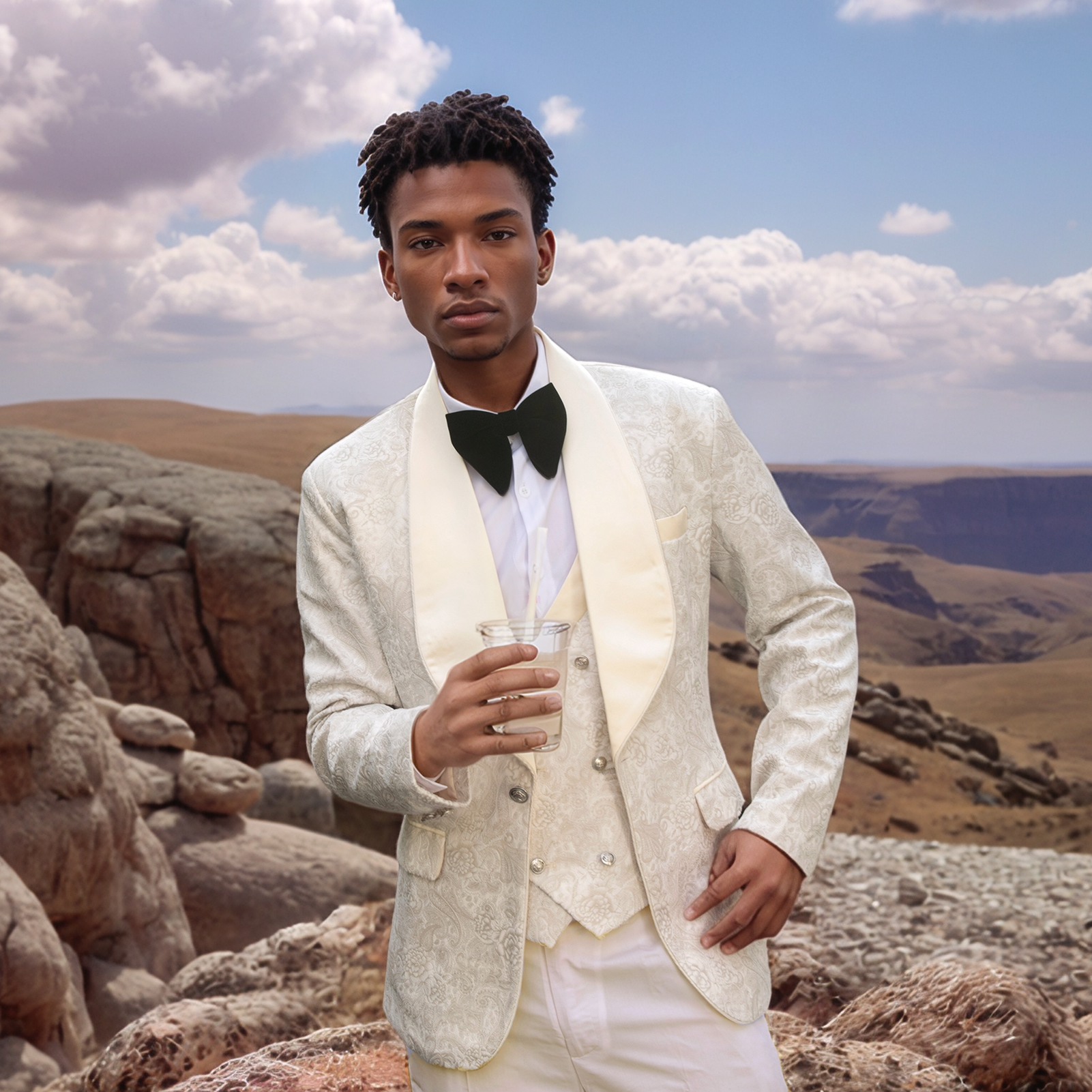 Fashion Pattern Mens Wedding Tuxedos Shawl Lapel Custom Made Jacket Pants Suits 3 Pieces Birthday Party Prom Groom Wear