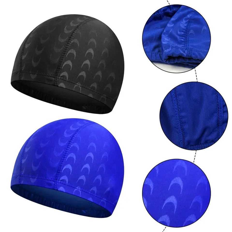 Mens swimming cap Shar-k skin printed fabric swimming cap protects hair ears waterproof cap adult swimming pool accessories CL241009