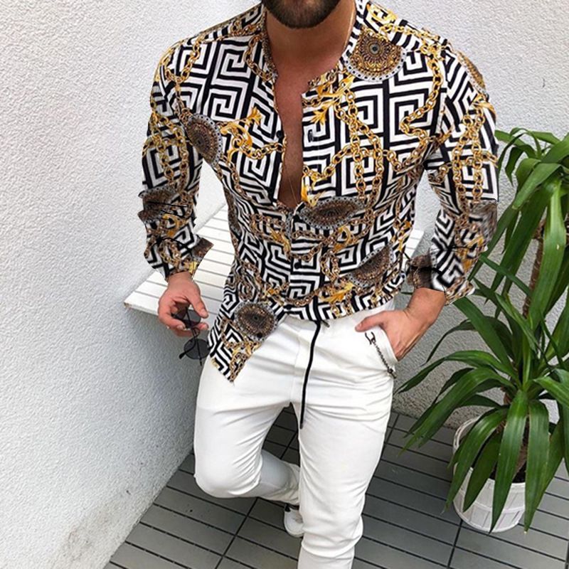 mens designer t shirt clothes shirts high quality Fashion paint graffiti couple long sleeves high street loose Casual Hawaii top Camisa de lujo chemis