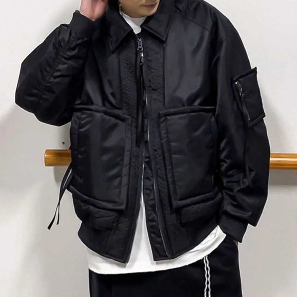 Mens Loose Down Jackets 2023 Autumn Winter New Trendy Warm Comfortable Versatile Stand-Up Collar Thickened Workwear Cotton Coats LX241009