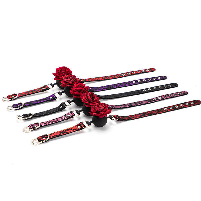 Sex toys SM props lace rose mouth ball sex training with perforated silicone mouth plug alternative adult products