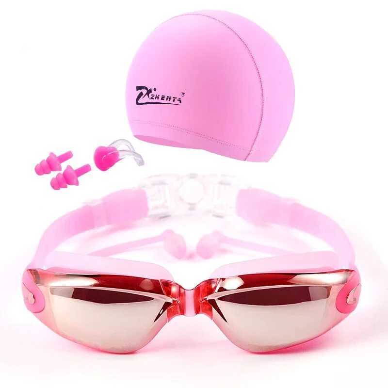 Swimming goggles prescription Myopia swimming goggles cap earplugs swimming suit mens anti fog pool cap waterproof swimming eyes CL241009