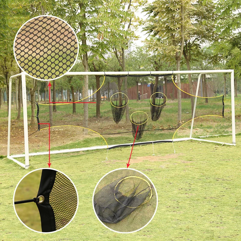 1 piece of 3hole football goal shooting precision training tool multitarget net size 5 7 11 241008