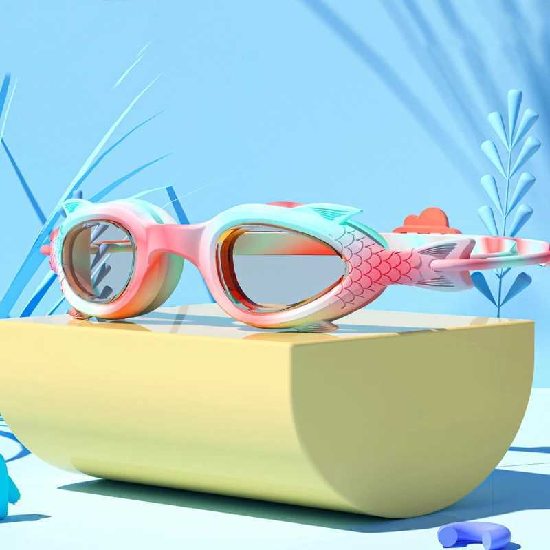 Professional swimming goggles HD waterproof and anti fog silicone swimming cap for childrens swimming goggles CL241009