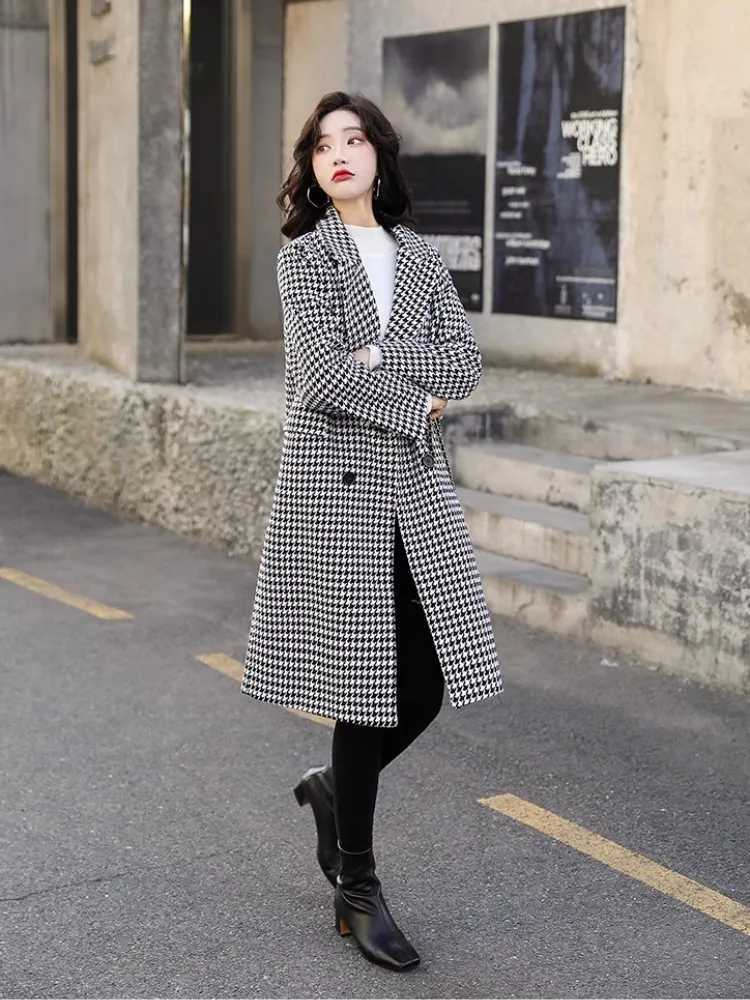 Qianniao Style Suit Jacket For Women In Autumn And Winter With A High-End And Fashionable Temperament. Medium To Long Slim FitX241009