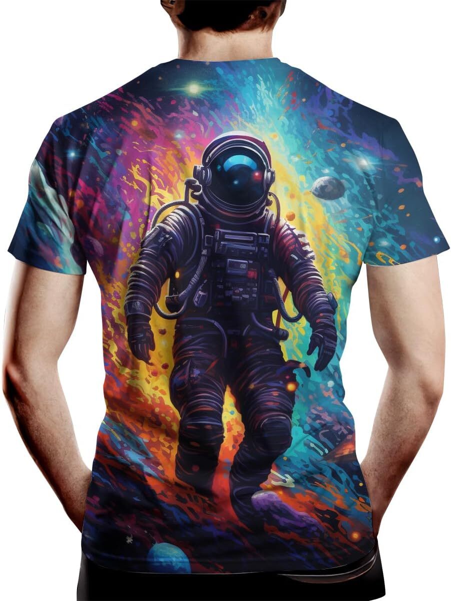 Mens T shirt Astronaut Space Suit Pattern T-Shirts for Men Novelty Universe Graphic Coloful Tee graphic tee Casual tops summer clothes Short sleeve ni