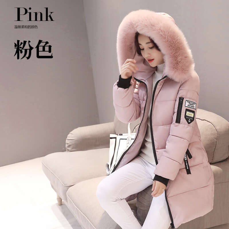 2024 Winter New Korean Edition Fashion Medium Long Large Size Slim Fit Hooded Coat Womens Cotton Jacket