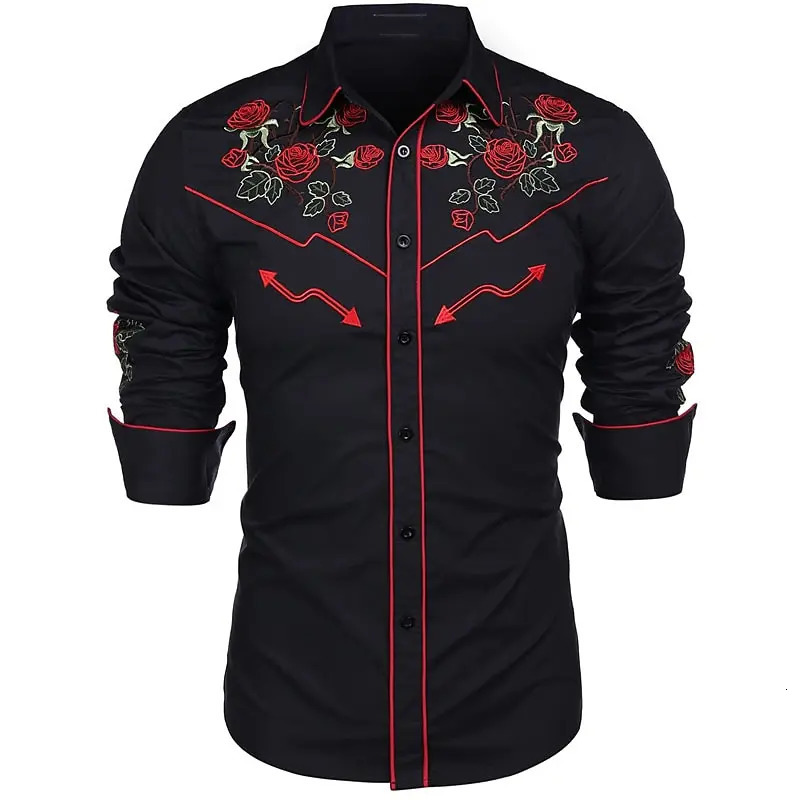 Cowboy Western style Mens Shirt Cowboy Long sleeved Outdoor Street Casual Comfortable Daily Autumn/Winter Collar Shirt 241009
