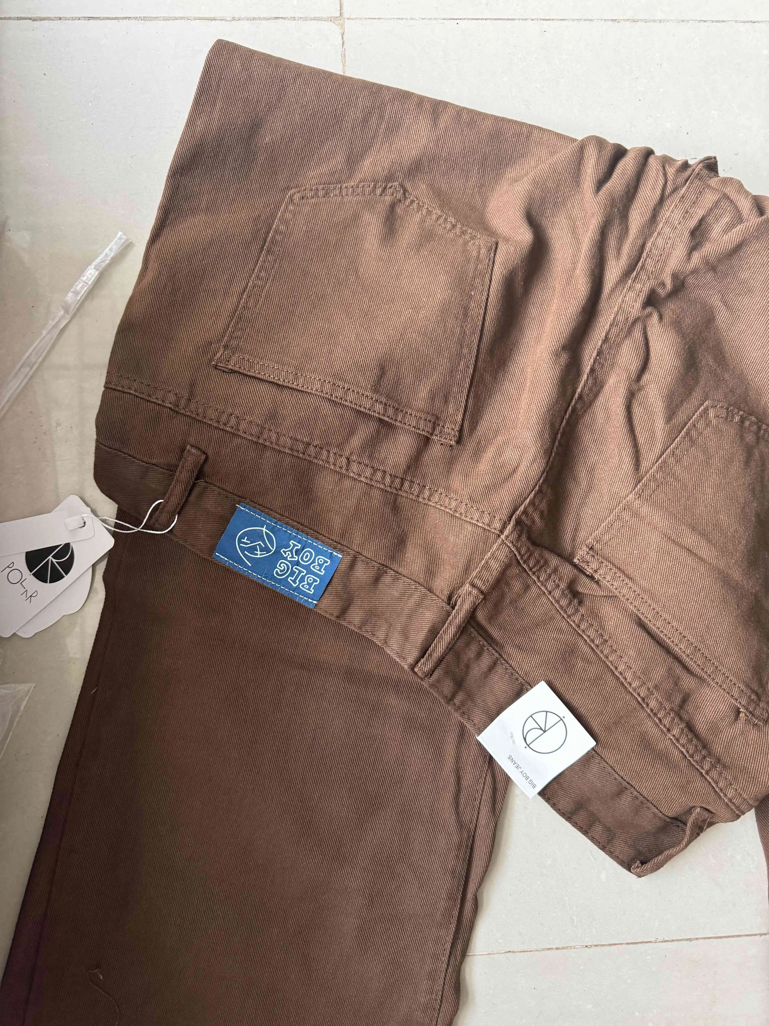 Harajuku Polar Big Boy Baggy Brown Jeans Y2k Pants Mens Gothic Denim Embroidered High Waist Wide Trouser Womens 241009