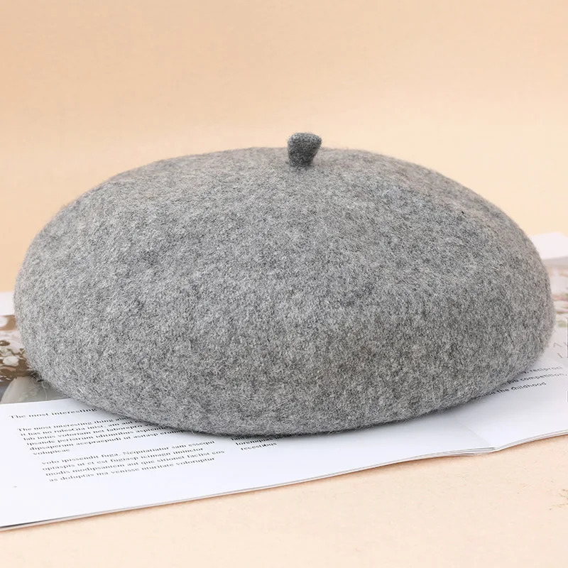 Wool Retro Beret Hepburn Fashion French Beret Womens Hat Adjustable Monochrome Outdoor Shopping Party Knitted Hat 241007