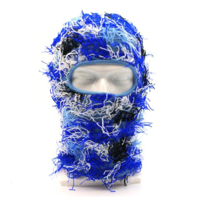 Balaclava Distressed Ski Mask Knitted Beanies Hat Winter Warm Full Face Shiesty Mens Camouflage 241009