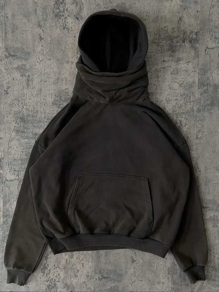 Men's Hoodies Sweatshirts Womens Fashion Turtleneck Pullover For Male Solid Casual Loose Long Sve Hooded Sweatshirt American Street Mens Oversize