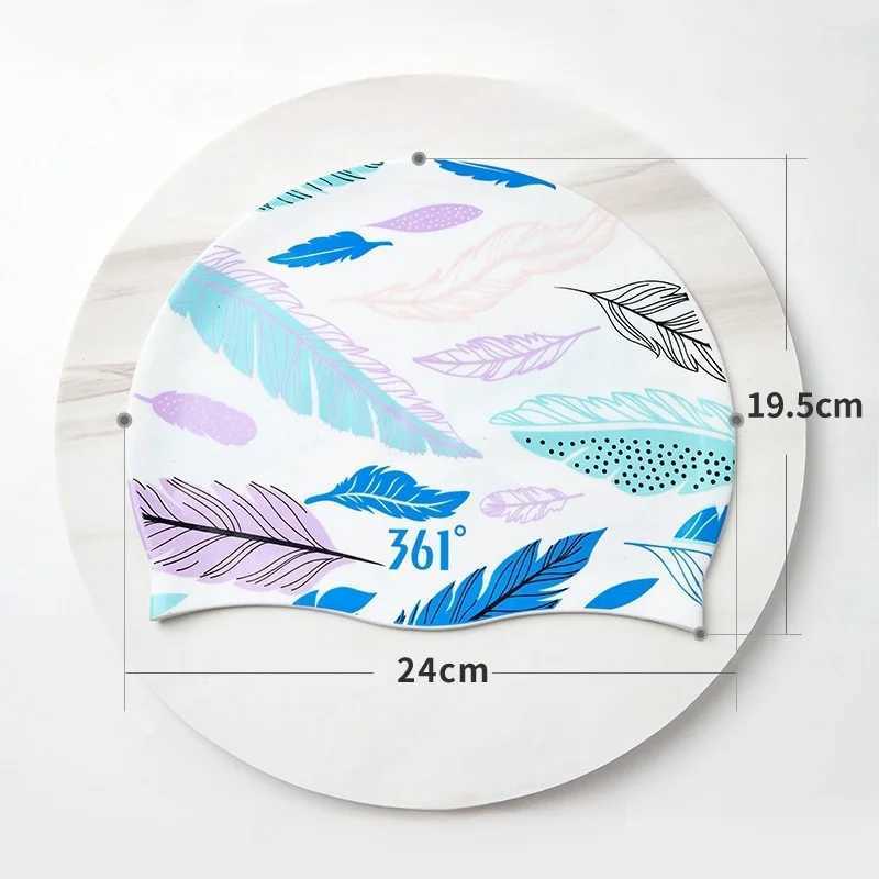 Waterproof unisex swimming cap printed with comfortable silicone anti slip elastic for mens water sports CL241009