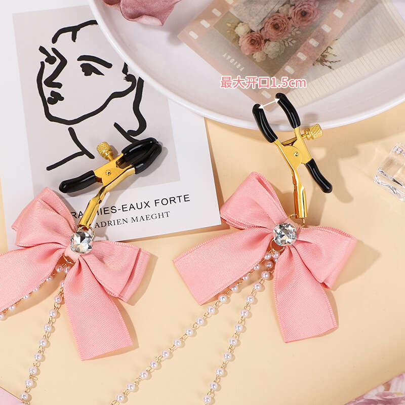 SM Sex Toys Female Masturbation Bell Breast Clip Bow Chain Clitoral Clip Adult Toy Sex Prop
