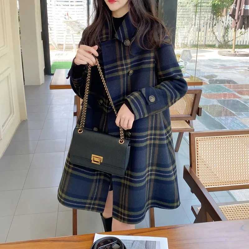 Women Autumn winter Woolen Coat 2024 Double sided cashmere jacket Korean Woolen Double Breasted Loose Leisure OuterwearX241009