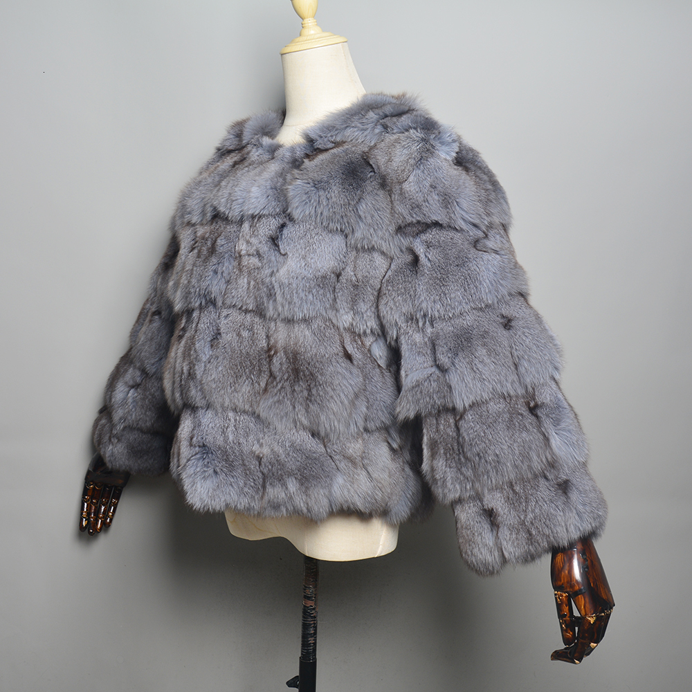 2024 Hot Sale Womens Winter Warm Natural Real Fur Coat High Quality Fox Fashion 50Cm Short Jacket Wholesale