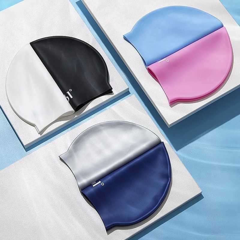 High elasticity silicone swimming cap for adult swimming training waterproof and comfortable sports pool cap CL241009