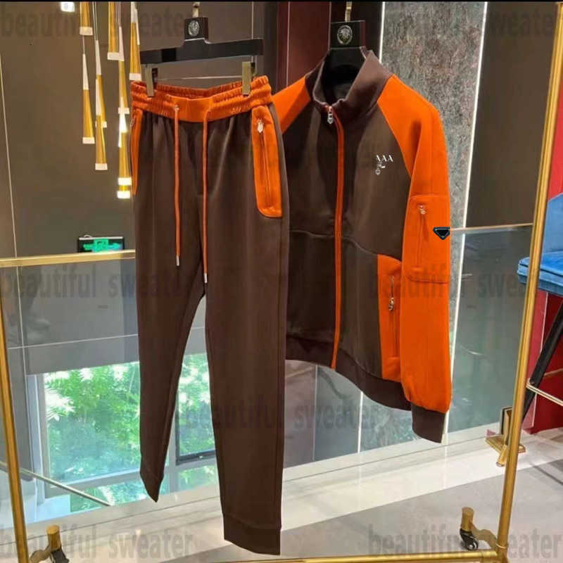 Men's Tracksuits designer Early autumn new casual sports solid color shirt two-piece set men's trendy brand loose breathable fashion L12Z