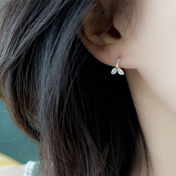 2024 New Fresh Leaf Sprout Sier Needle Earnail Ear Hook Forest Gift