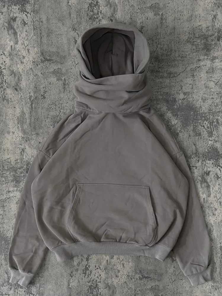 Men's Hoodies Sweatshirts Womens Fashion Turtleneck Pullover For Male Solid Casual Loose Long Sve Hooded Sweatshirt American Street Mens Oversize