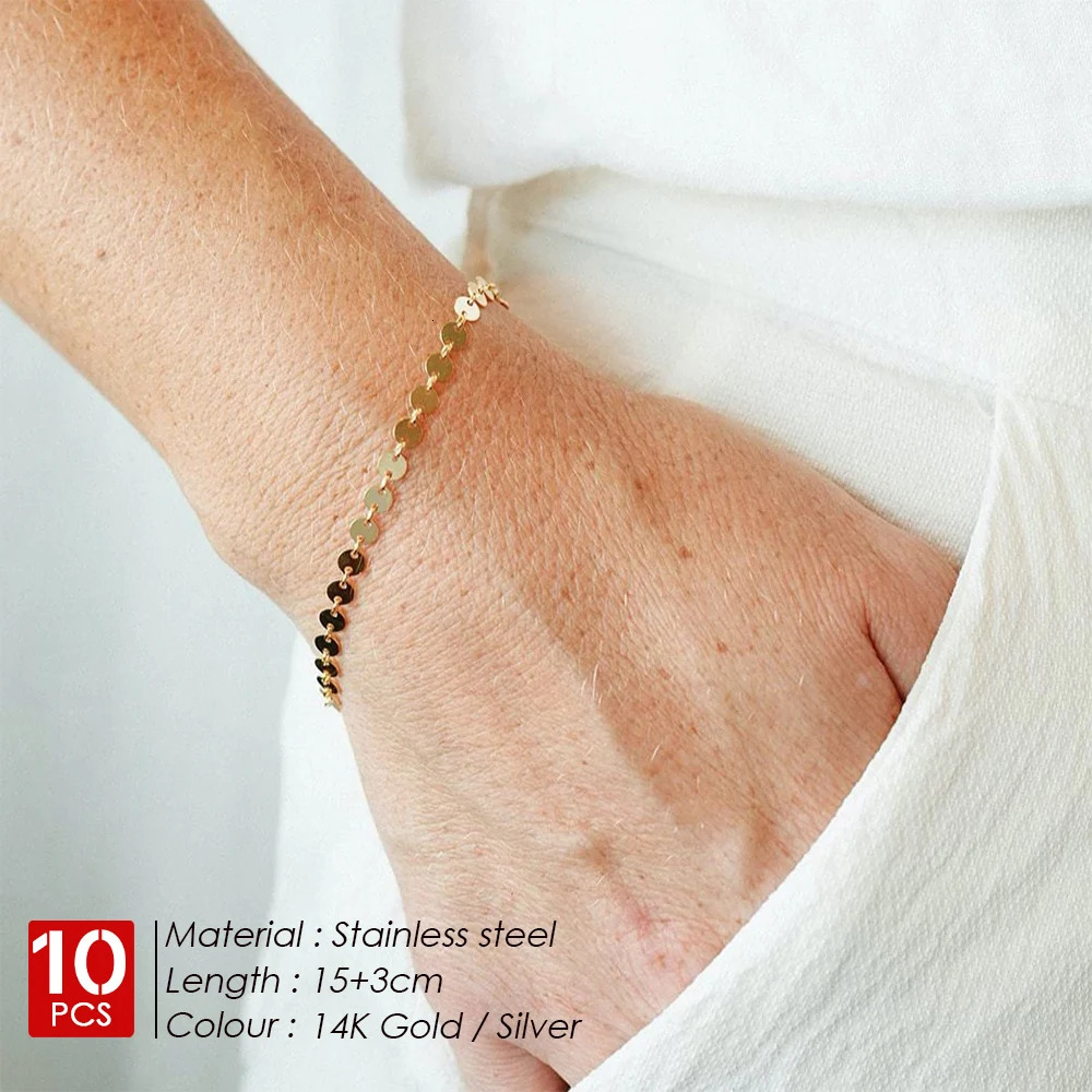 10 Original Niche n Stainless Steel Adjustable Fashion Exquisite Jewelry Round Chain Bracelet Direct 240912