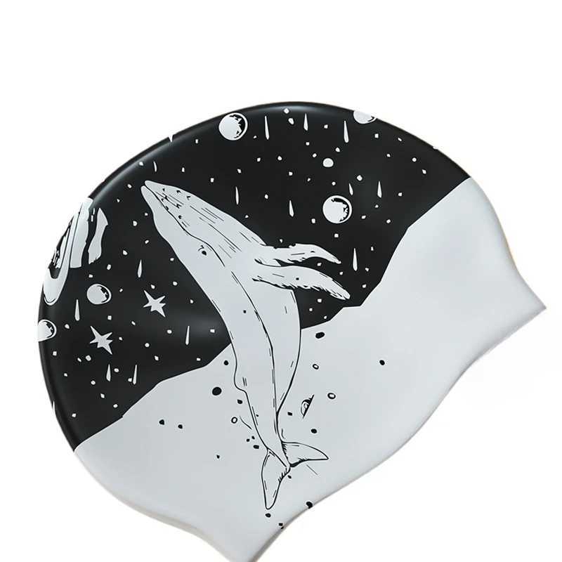 Elegant silicone swimming cap suitable for women waterproof swimming cap adult long hair earmuffs pool supplies swimming cap CL241009